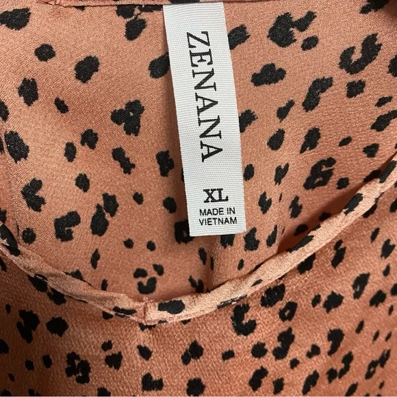 ZENANA slip dress nightgown women’s size XL v-neck cheetah adjustable straps - Picture 2 of 5